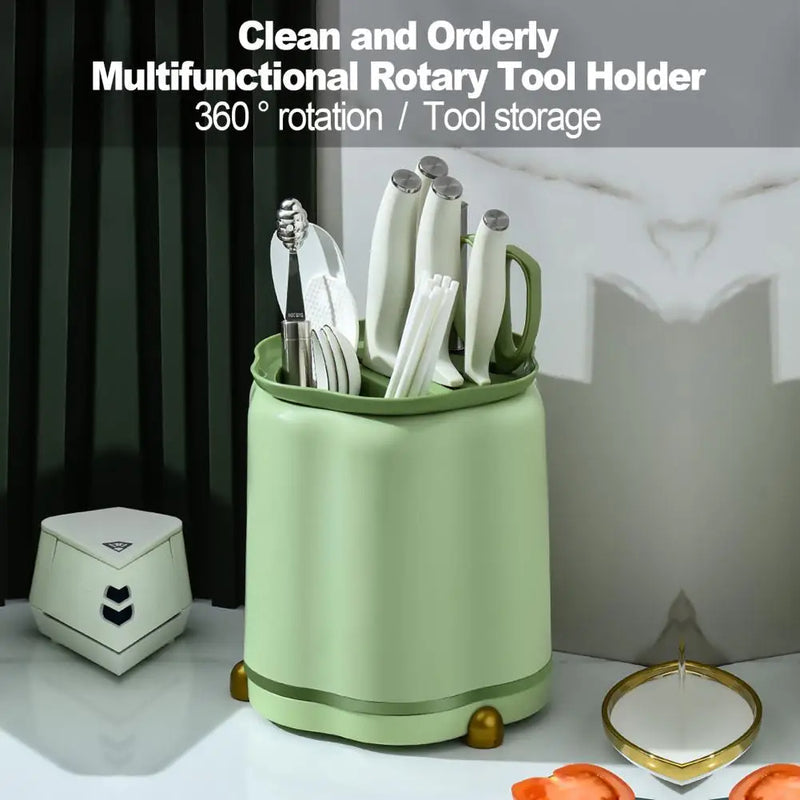 Rotating Knife Holder, Petal Shaped, 360 Degree Rotating, Large Capacity Chopsticks, Knife Holder, Kitchen Supplies Storage Rack - Korvel