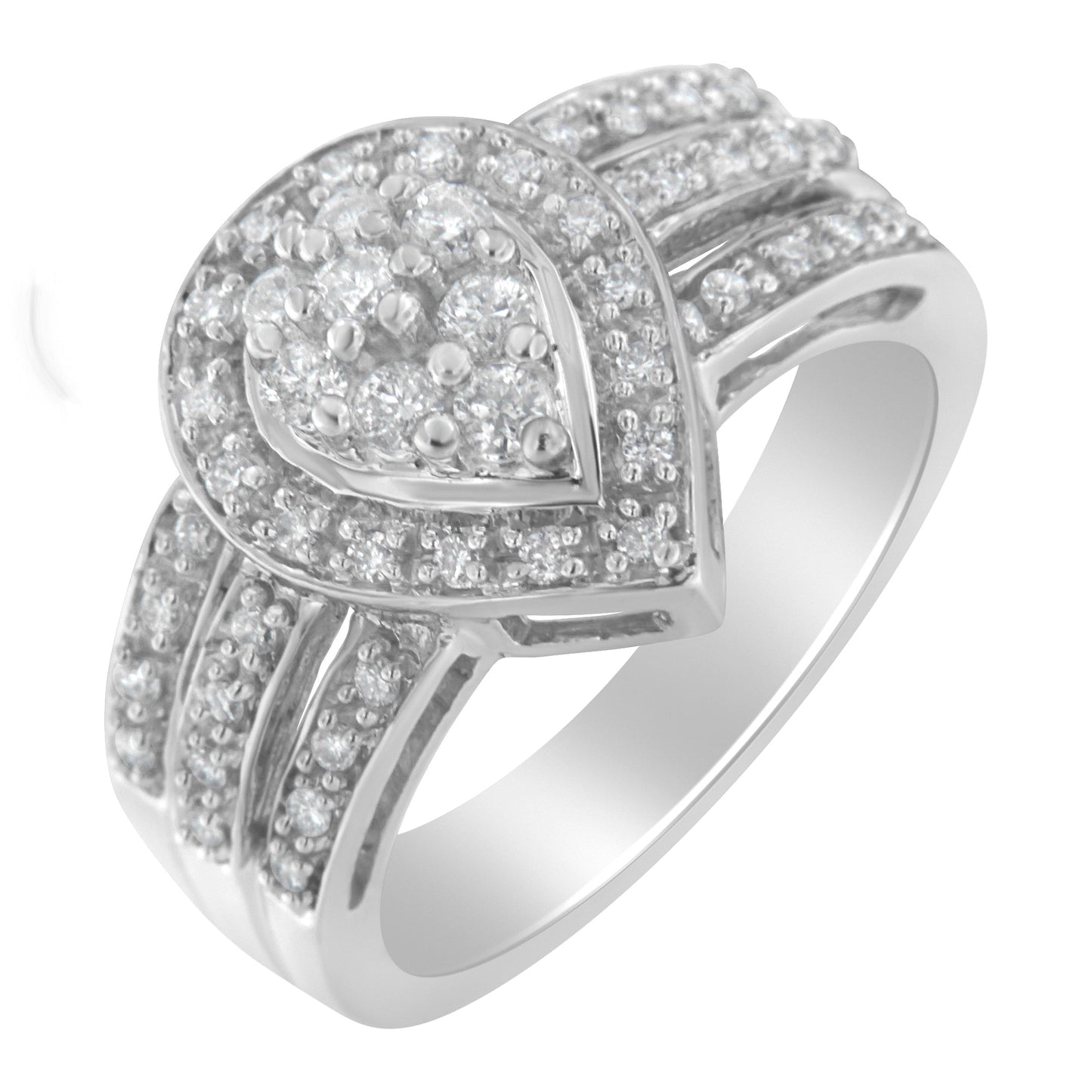 Anillo de Diamante en Corte Redondo de Oro Blanco de 10K - Talla 6-1/2