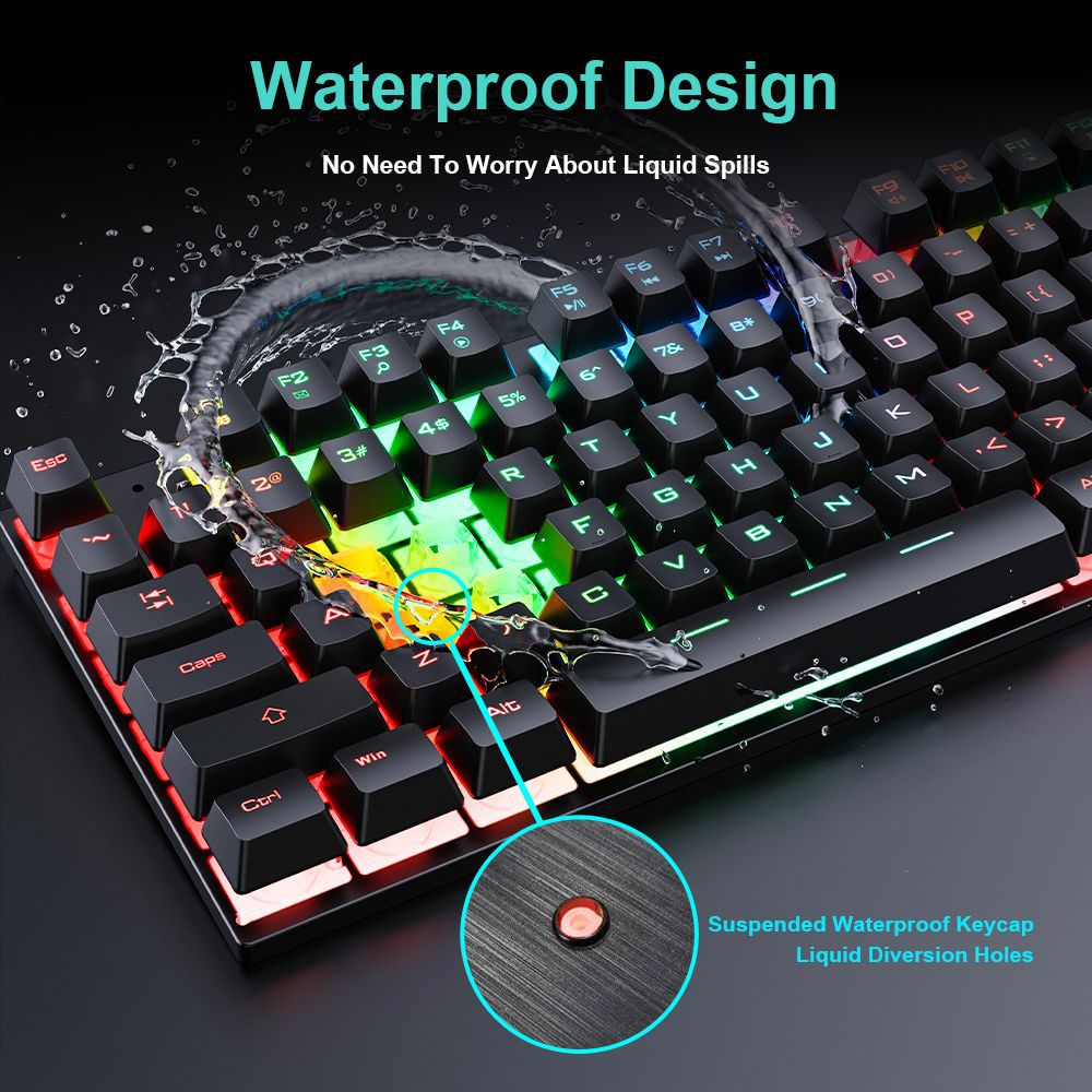 Wired Gaming Keyboard & Mouse Set with Rainbow Backlighting