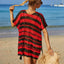 Tassel Openwork Striped V-Neck Cover Up - Korvel