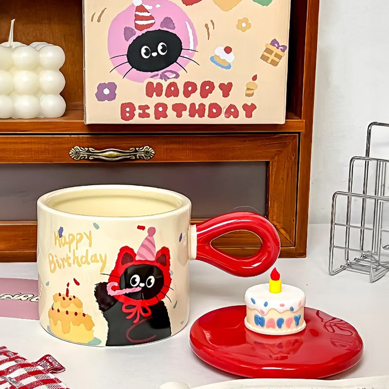 Charming Cartoon Cat Mug with Lid - Perfect Gift for Any Occasion