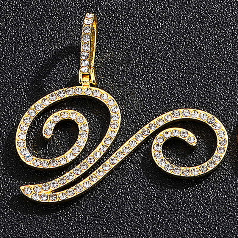 Hip Hop Grass Letter Pendant with Cuban Chain