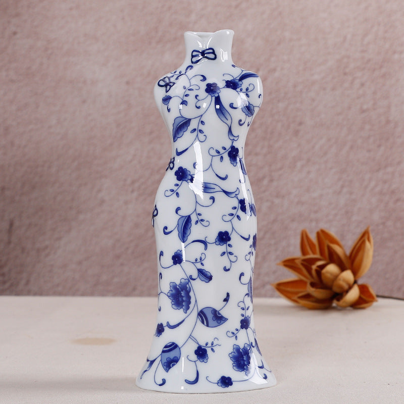 Elegant Blue and White Ceramic Mini Vases