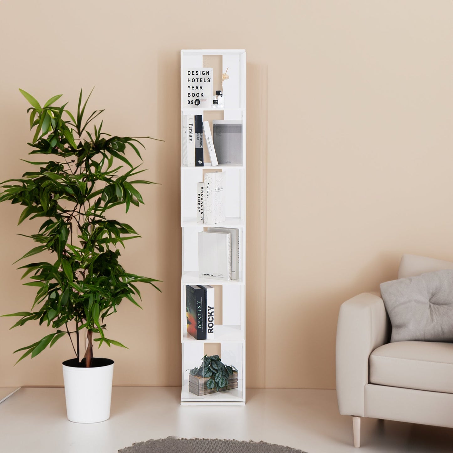 6-Layer Rotating Acrylic Bookshelf for Creative Spaces