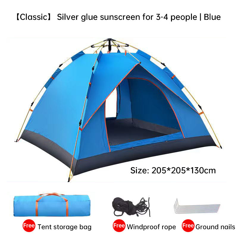 Quick-Deploy Green/White Outdoor Tent, Comfortably Accommodating 3-4 People on Camping Trips - Korvel