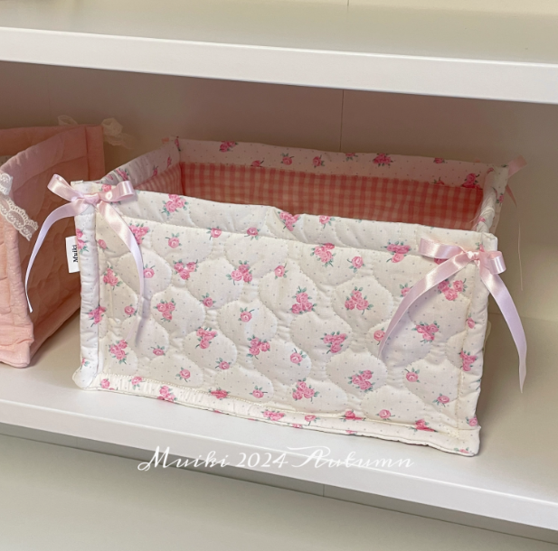 Quilted ins storage basket desktop good item storage cute storage frame - Korvel