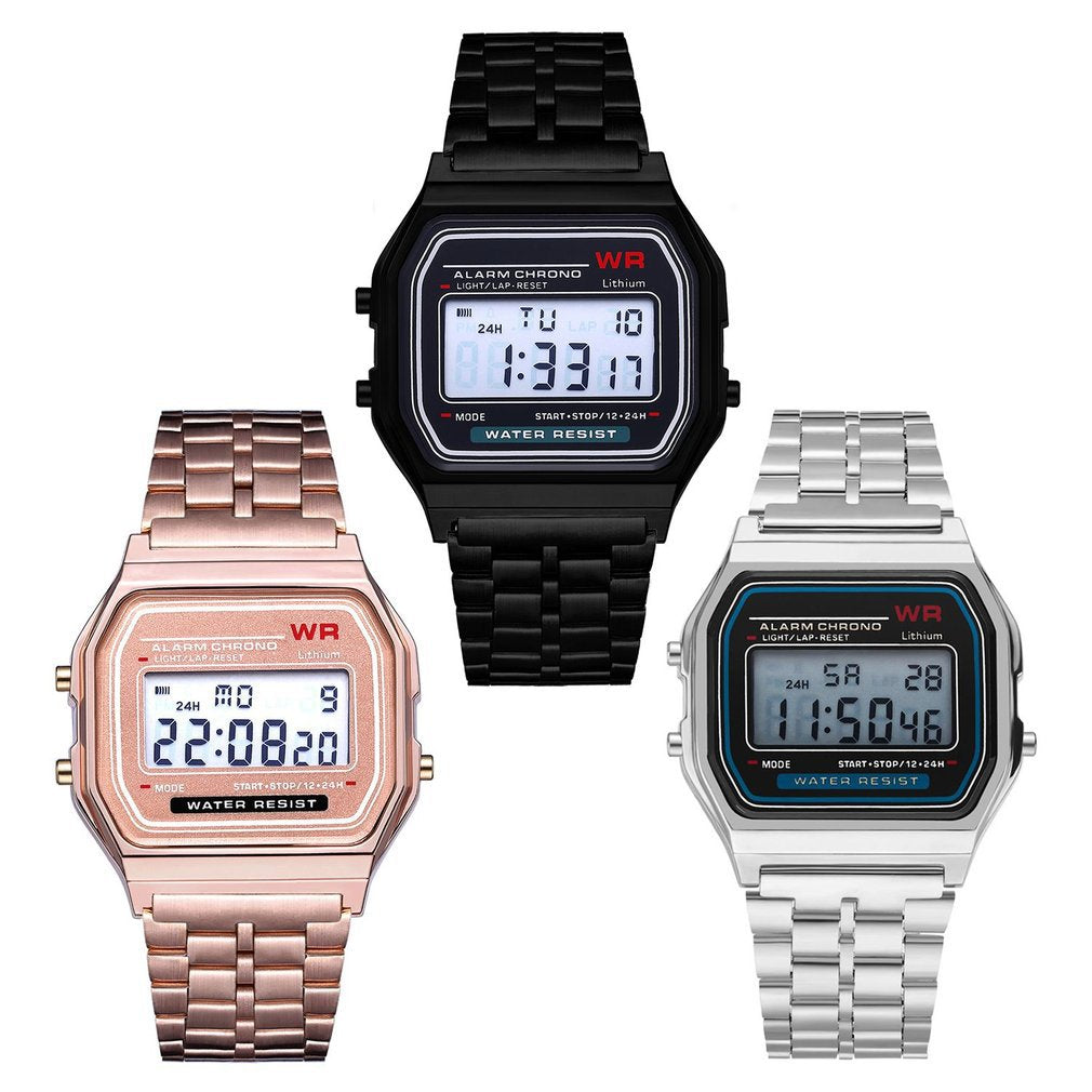 Multi-Color Electronic Steel Strip Watch for Kids