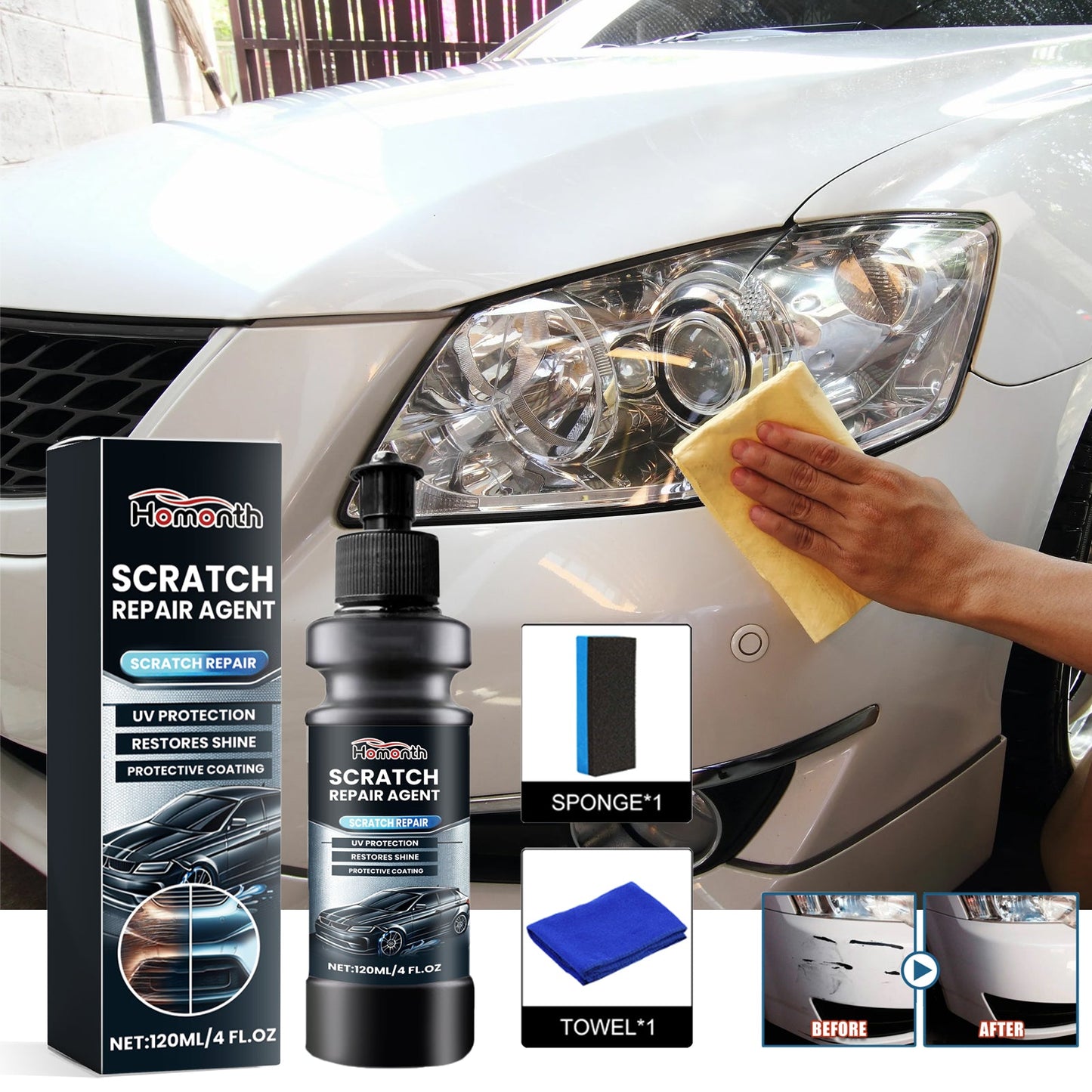 Scratch Repair Agent, Car Paint Reconditioning Protective Polishing Scratches Cleaning Decontamination Mark Remover - Korvel