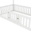 Twin Size Wood House Bed with Fence and Door, White - Korvel