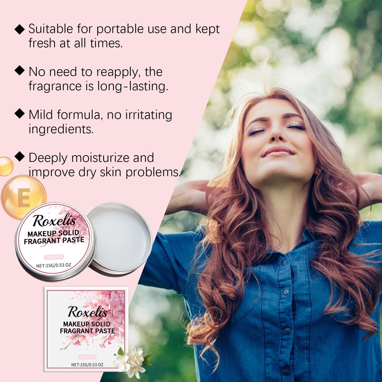 Solid Cherry Blossom Balm Mild Elegant Lasting Light Fragrance Exudes Charm Refreshing Non-Sticky Date Pocket Balm - Korvel