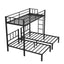Twin over Twin & Twin Bunk Beds for 3, Twin XL over Twin & Twin Bunk Bed Metal Triple Bunk Bed, Black - Korvel