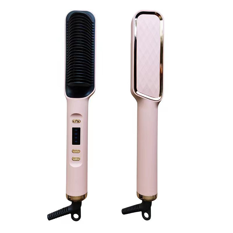 Straight Hair Comb, Lcd, Household Negative Ion Lazy Person Curling Stick, Dual Purpose Hair Salon, Electric Hair Straightener - Korvel
