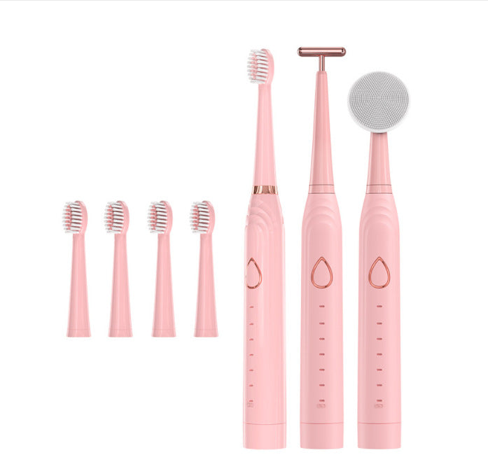 Multifunctional Electric Toothbrush Adult 6-Speed USB Sonic Soft Bristle Toothbrush Portable Household Beauty Cleansing Instrument - Korvel