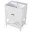 24" White Modern Sleek Bathroom Vanity Elegant Ceramic Sink with Solid Wood Frame Open Style Shelf - Korvel