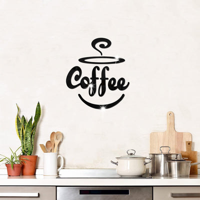 Coffee Themed Mirror Acrylic Wall Stickers for Kitchen and Dining Room - Korvel