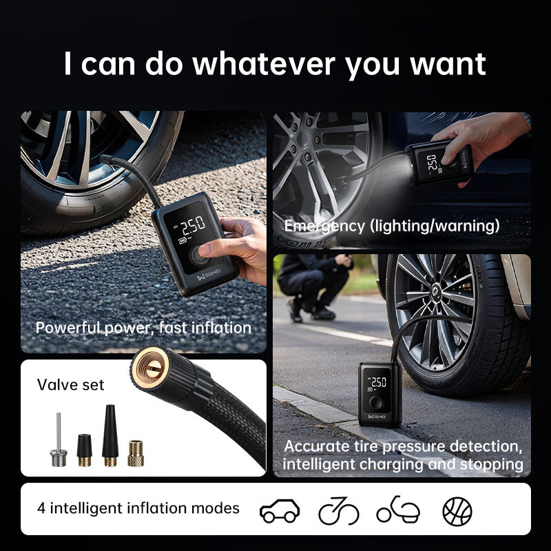 150PSI Rechargeable Electric Tire Pump with Light & LCD: for cars, bikes - Korvel