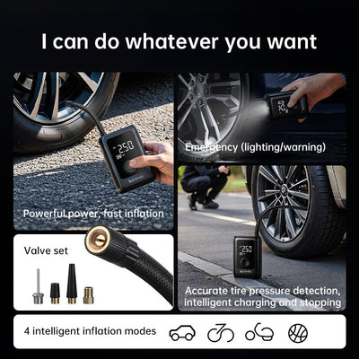 150PSI Rechargeable Electric Tire Pump with Light & LCD: for cars, bikes - Korvel