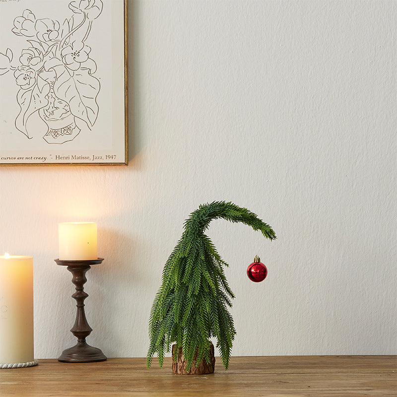 Crooked Neck Christmas Leaves Desktop Ornament