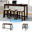 TOPMAX 4 Pieces Counter Height Table with Fabric Padded Stools, Rustic Bar Dining Set with Socket, Brown - Korvel