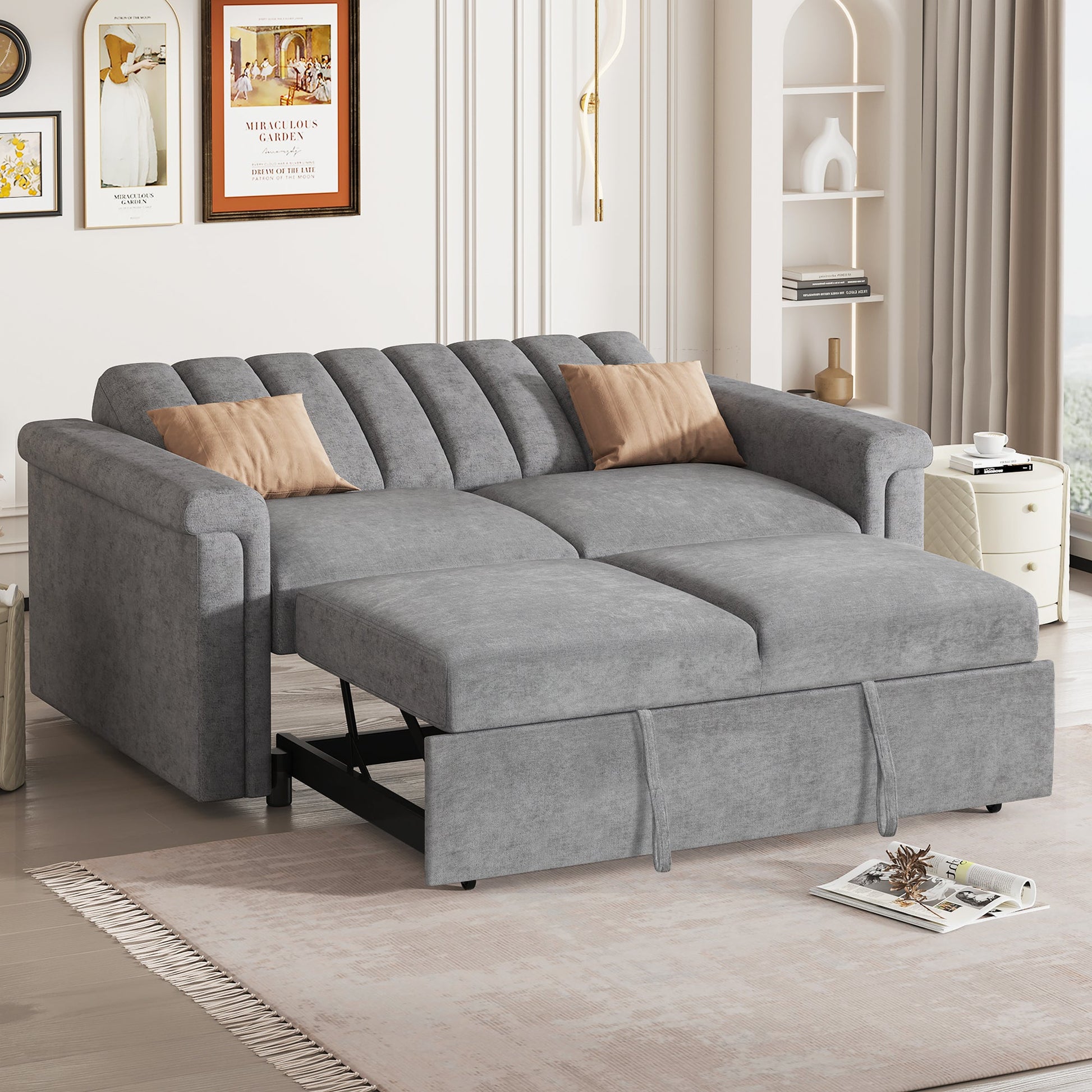 U_STYLE Convertible Soft Cushion Sofa Pull Bed ,for Two People to Sit On - Korvel