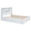 Elegant Queen Size Platform Bed with Storage Headboard, White