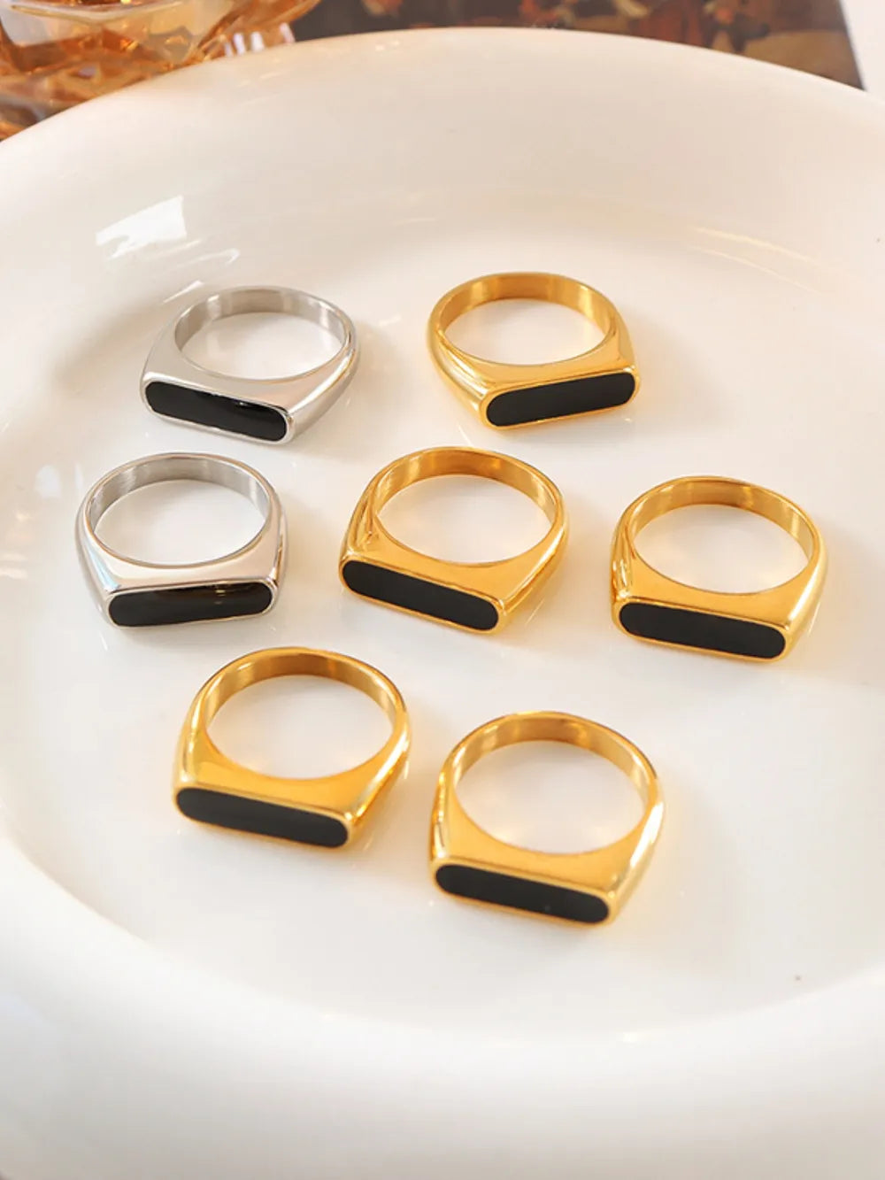 Exaggerated Geometric Glazed Element Ring