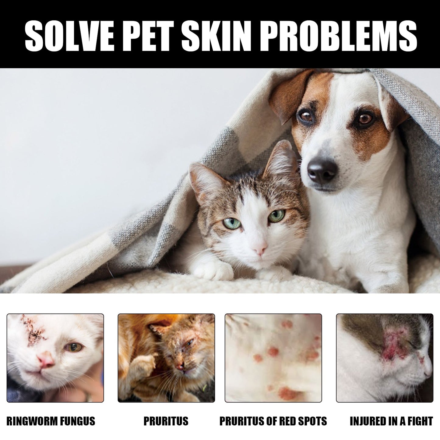 Cat Ringworm Spray, Pet Cats Anti-Mite Cat Moss Care Skin External Use Anti-Itch Spray - Korvel
