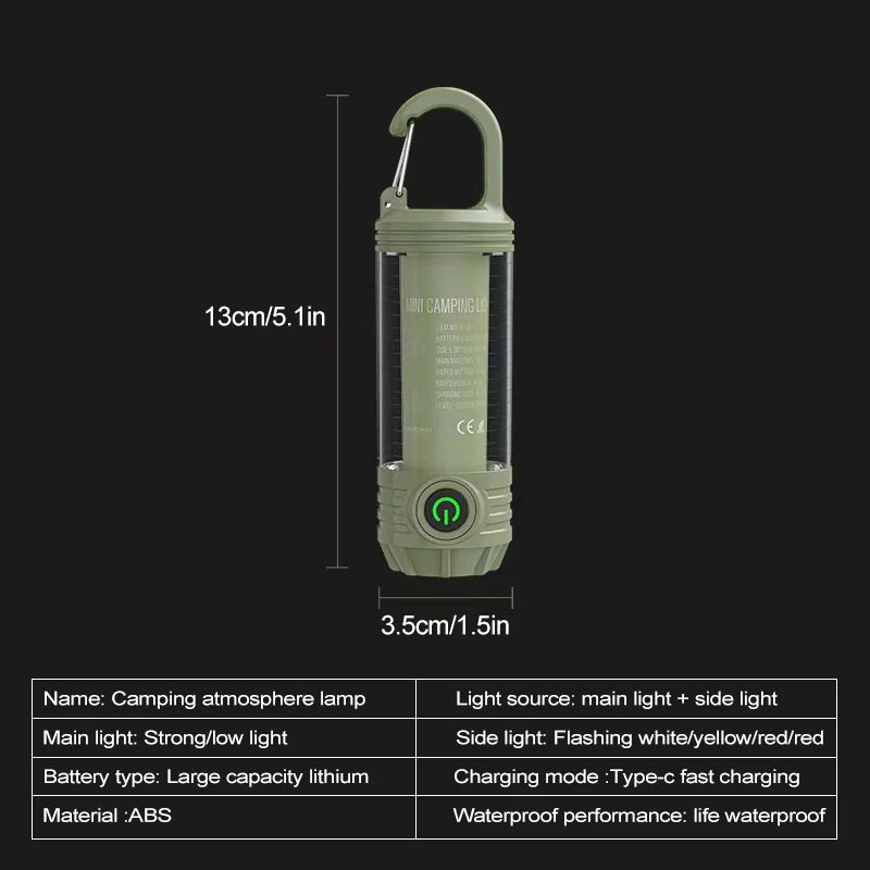 Multi functional outdoor camping light, portable strong light flashlight, rechargeable mini retro camping atmosphere light - Korvel