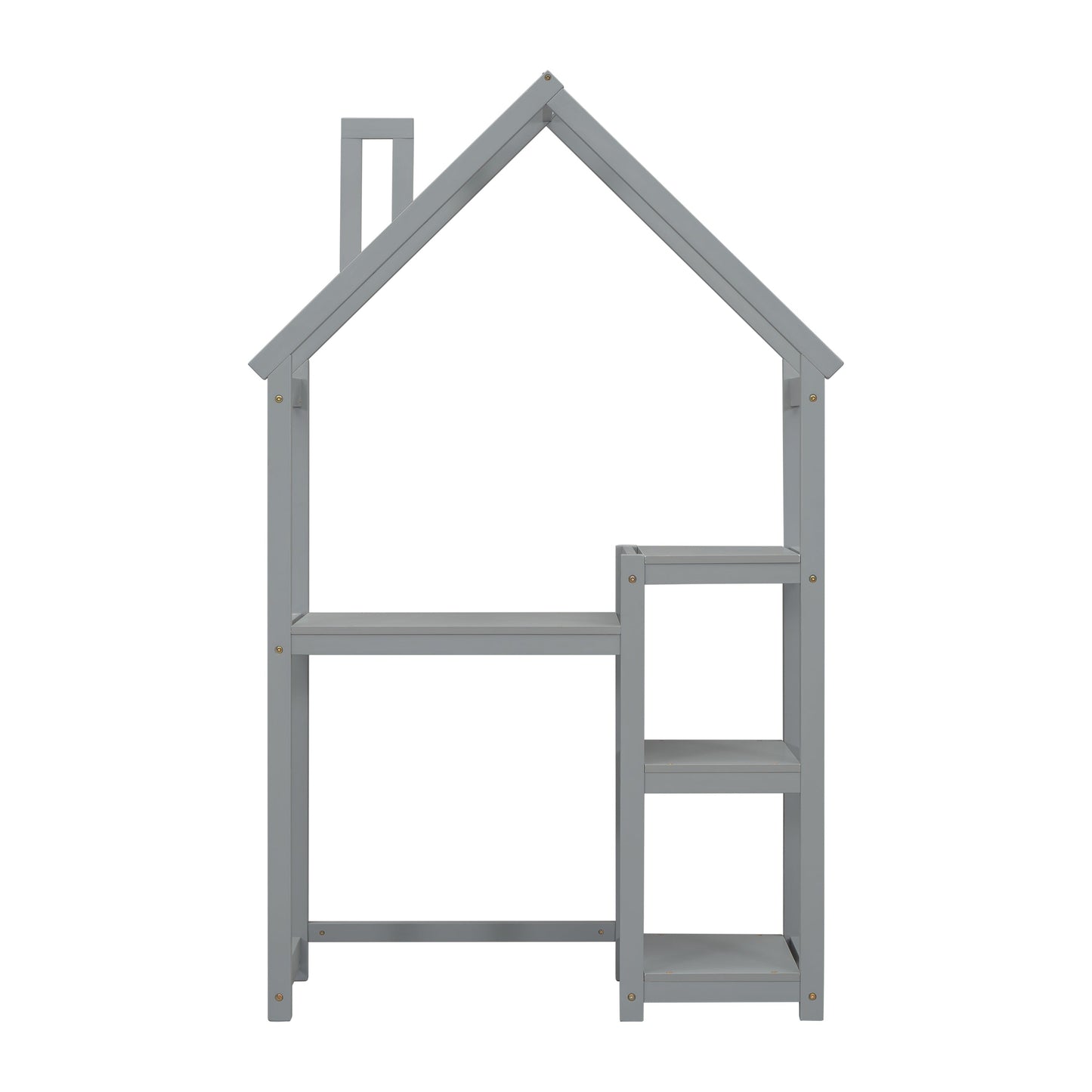House-shaped Wooden writing Desk,Kids study Table,Bookshelf & Toy Storage,Grey - Korvel