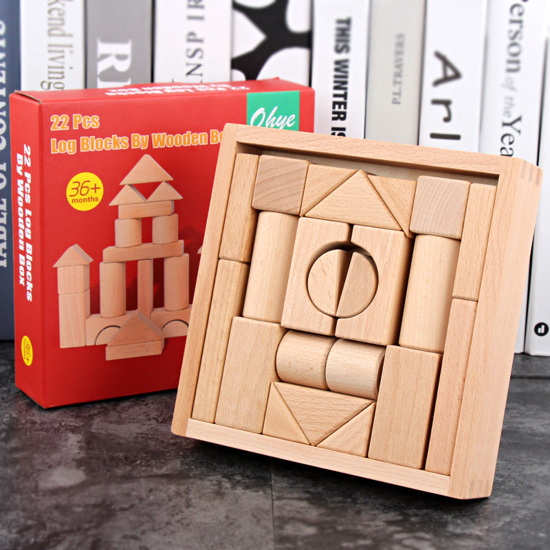 Puzzle Wooden Children's Wooden Boxed Beech 22 Pieces Can Be Bitten Assembled Building Blocks Pile Up Early Education Toys - Korvel