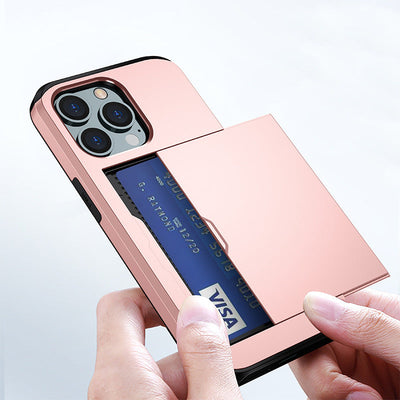 Applicable iphone 14 phone case Apple 13 slider insert card 2 in 1 anti-drop 12Pro wallet case XR - Korvel