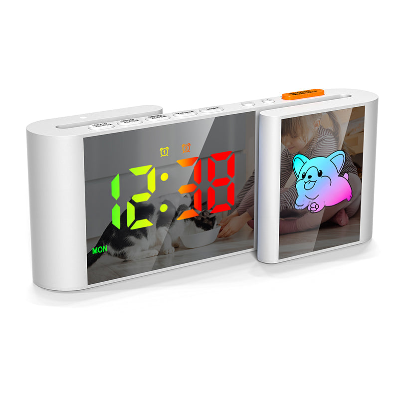 Creative S-shaped Dual-Screen RGB Alarm Clock with Night Light