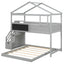 Twin over Full House Bunk Bed with Storage Staircase and Blackboard Gray - Korvel