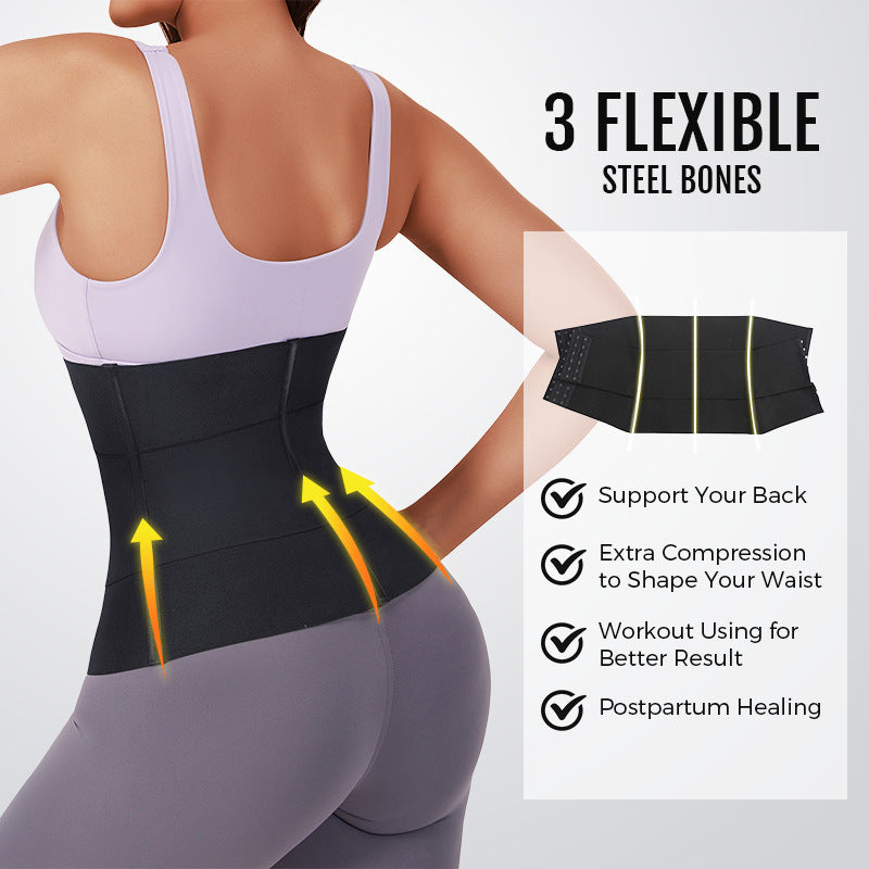 Waist Trainer Sports Sweat Postpartum Body Sculpting Double Belt Buckle Abdominal Belt - Korvel
