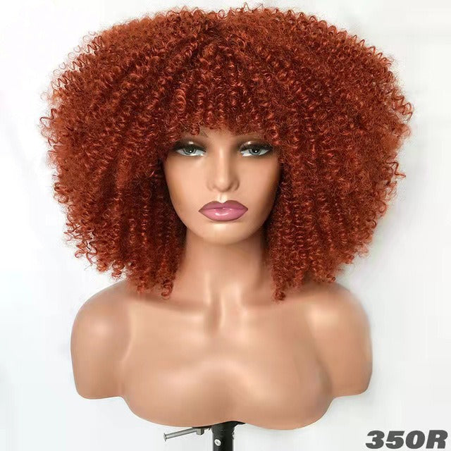 Female Hair African Small Curly Hair Explosion Head Black Chemical Fiber Wig Full Head Set - Korvel