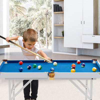 47 Inch Folding Billiard Table with Cues and Brush - Blue