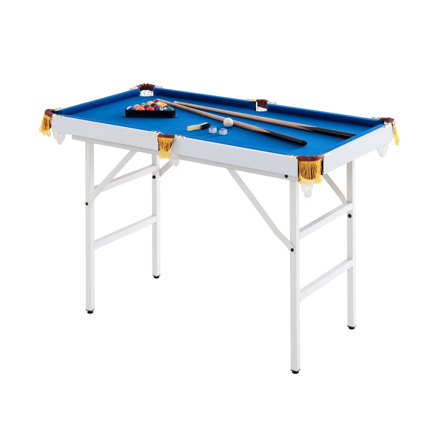 Mesa de Billar Plegable de 47 Pulgadas con Queues y Cepillo - Azul