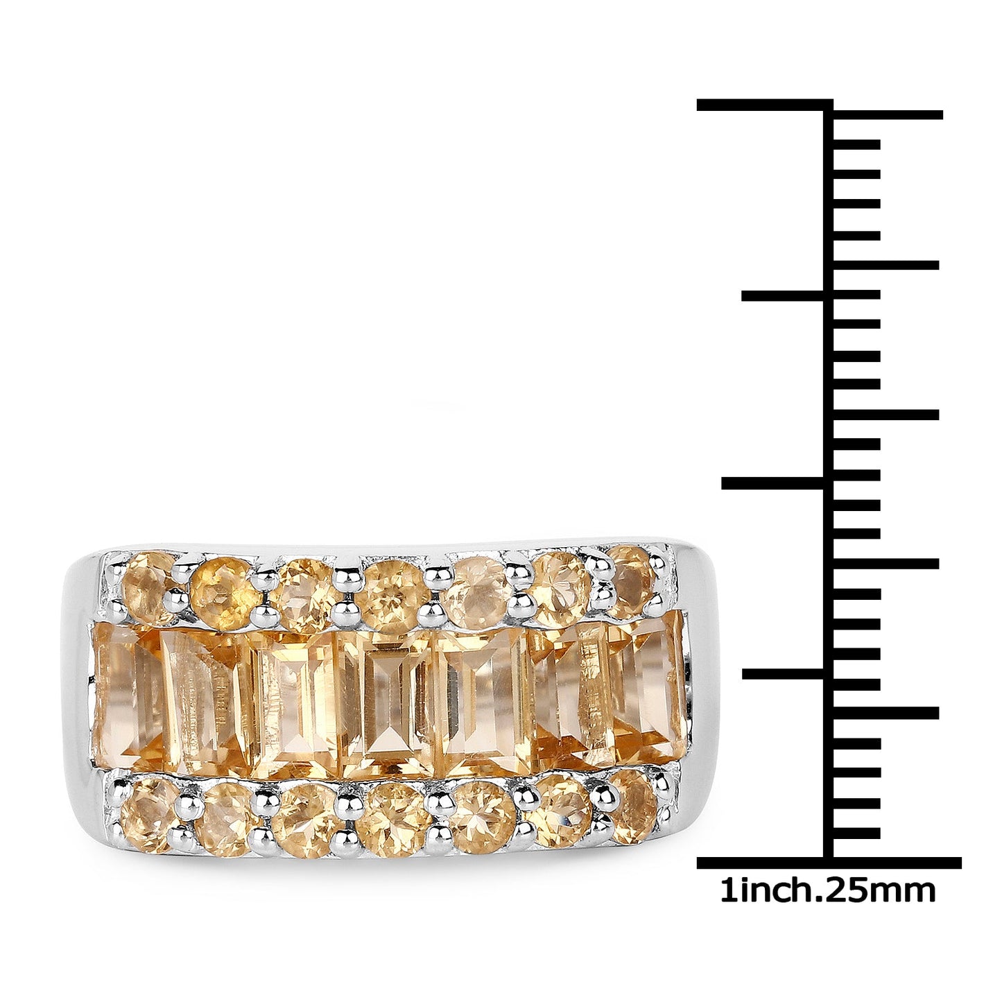 3.08 Carat Genuine Citrine Sterling Silver Engagement Ring