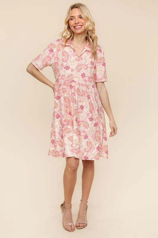Robe en tricot à imprimé paisley évasée