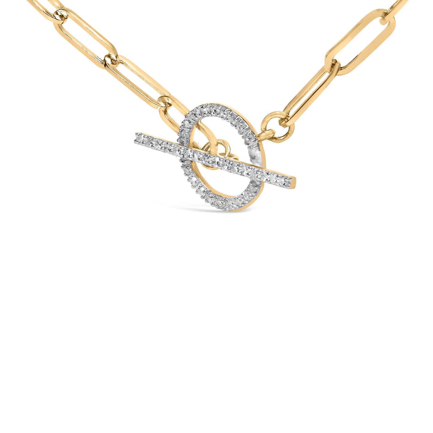 Collar de eslabones de papel con cierre de toggle de diamantes en oro amarillo de 14KT - 18"