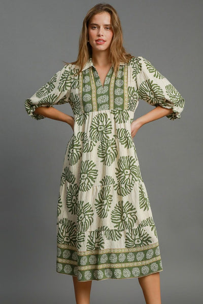Matcha Green Plus Size Midi Dress - Boho Chic Style