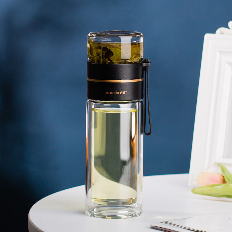 Bouteille d'eau en verre premium avec infuseur à thé