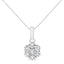 Collar de Pendiente Floral en Oro Blanco de 14KT con 1/2 cttw de Diamantes