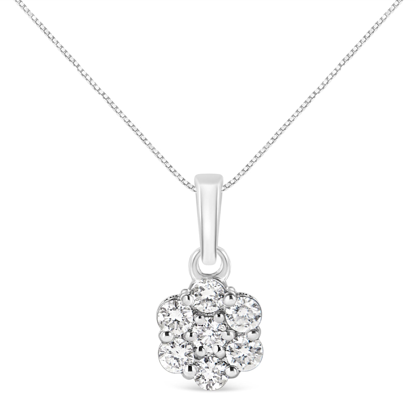 Collar de Pendiente Floral en Oro Blanco de 14KT con 1/2 cttw de Diamantes
