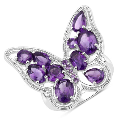 4.32 Carat Genuine Amethyst Sterling Silver Engagement Ring