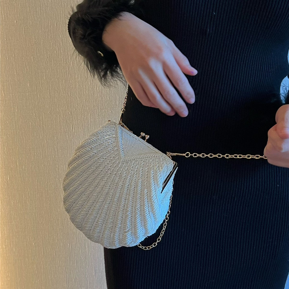 Sac à bandoulière élégant en forme de coquillage pour femmes