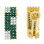 Boucles d'oreilles en or jaune 14K avec diamants blancs et diamants bleus traités
