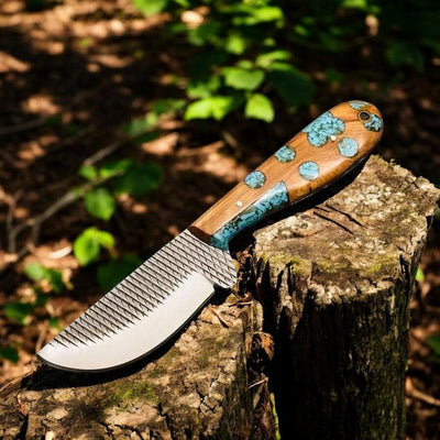 Handcrafted Wyoming Rasp Steel Hunting Knife – 4" Blade - Korvel