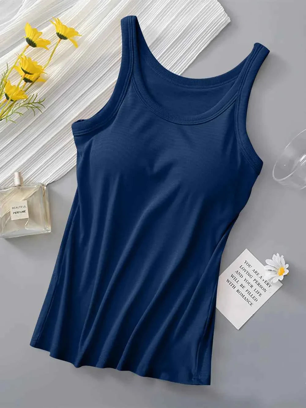Camiseta Premium de Cuello Redondo con Soporte de Sujetador Integrado
