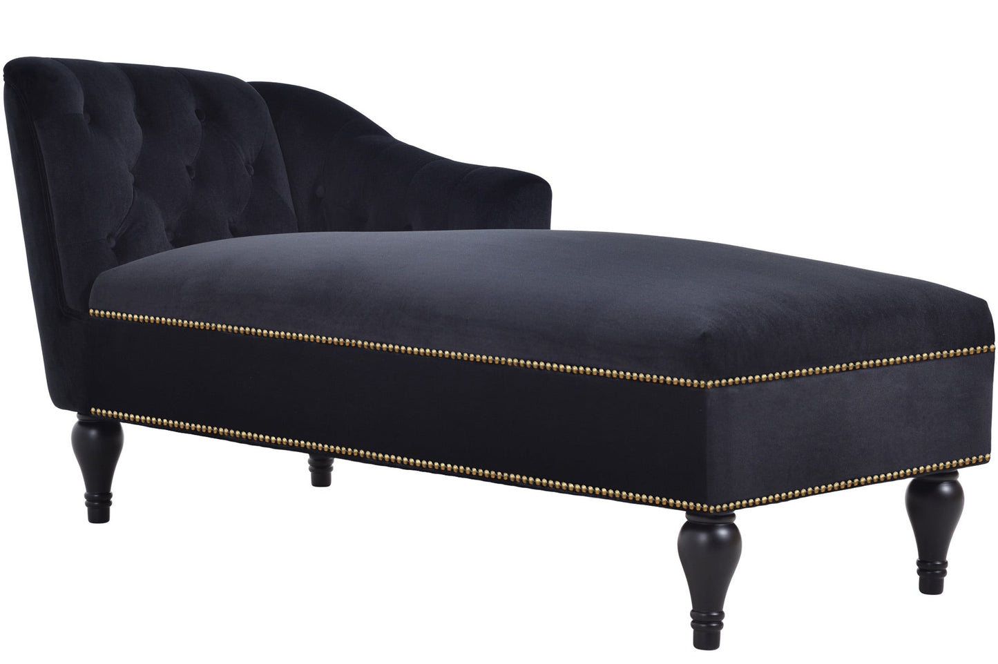 58-Inch Velvet Lounge Chair with Nailhead Trim